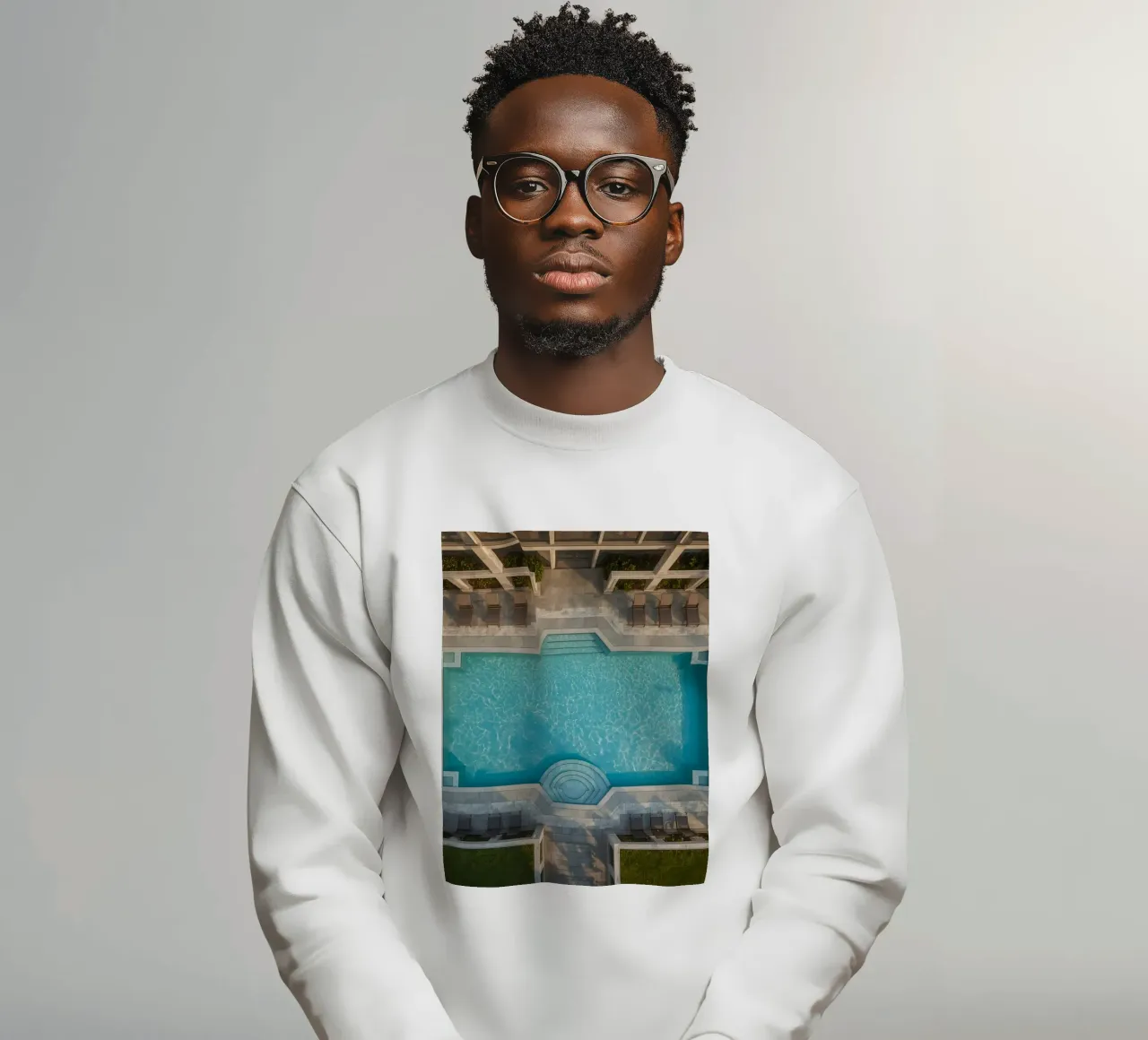 Overhead View of Rectangular Swimming Pool and Patio sweatshirt by DesignDoodle