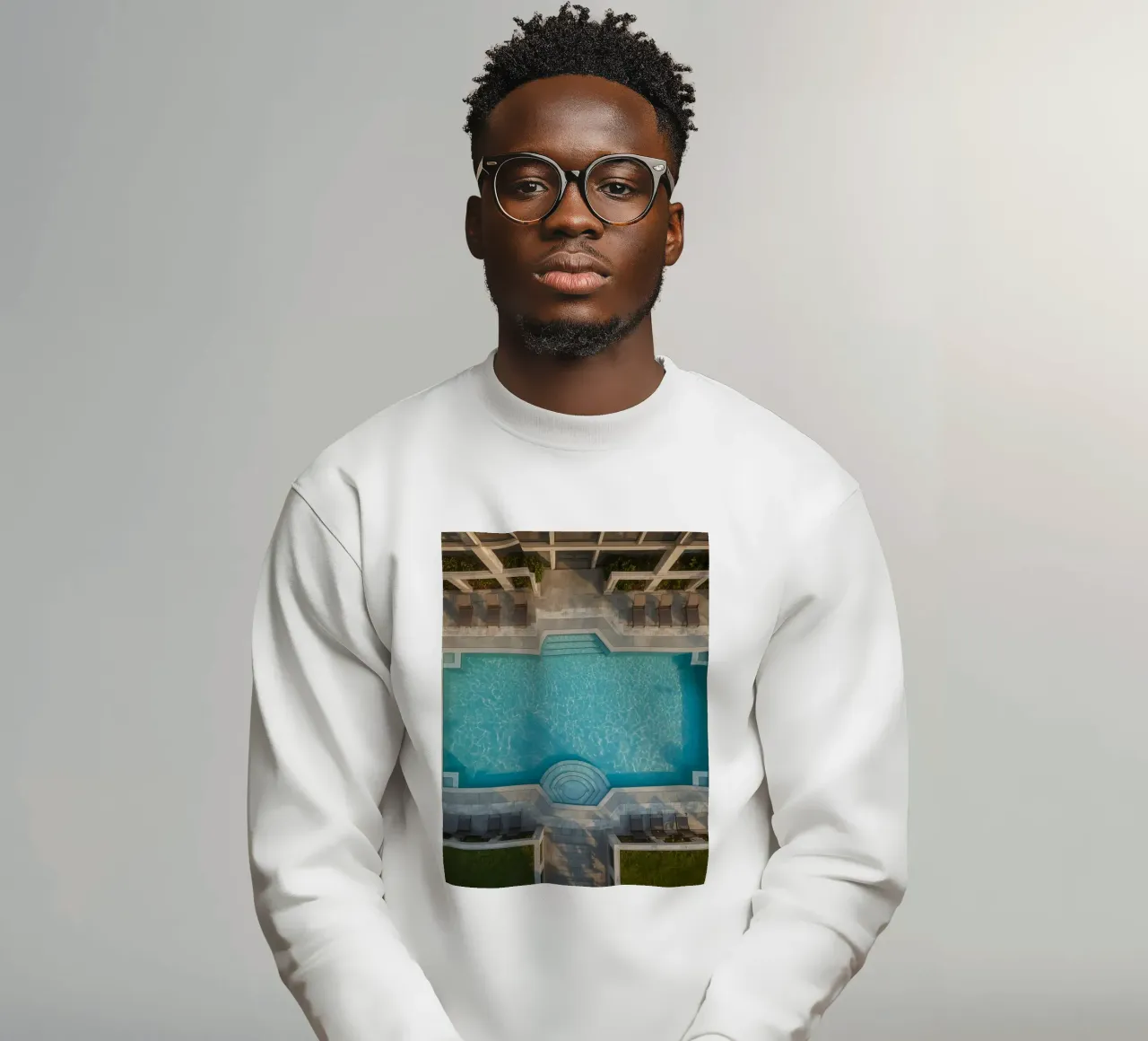Overhead View of Rectangular Swimming Pool and Patio sweatshirt by DesignDoodle