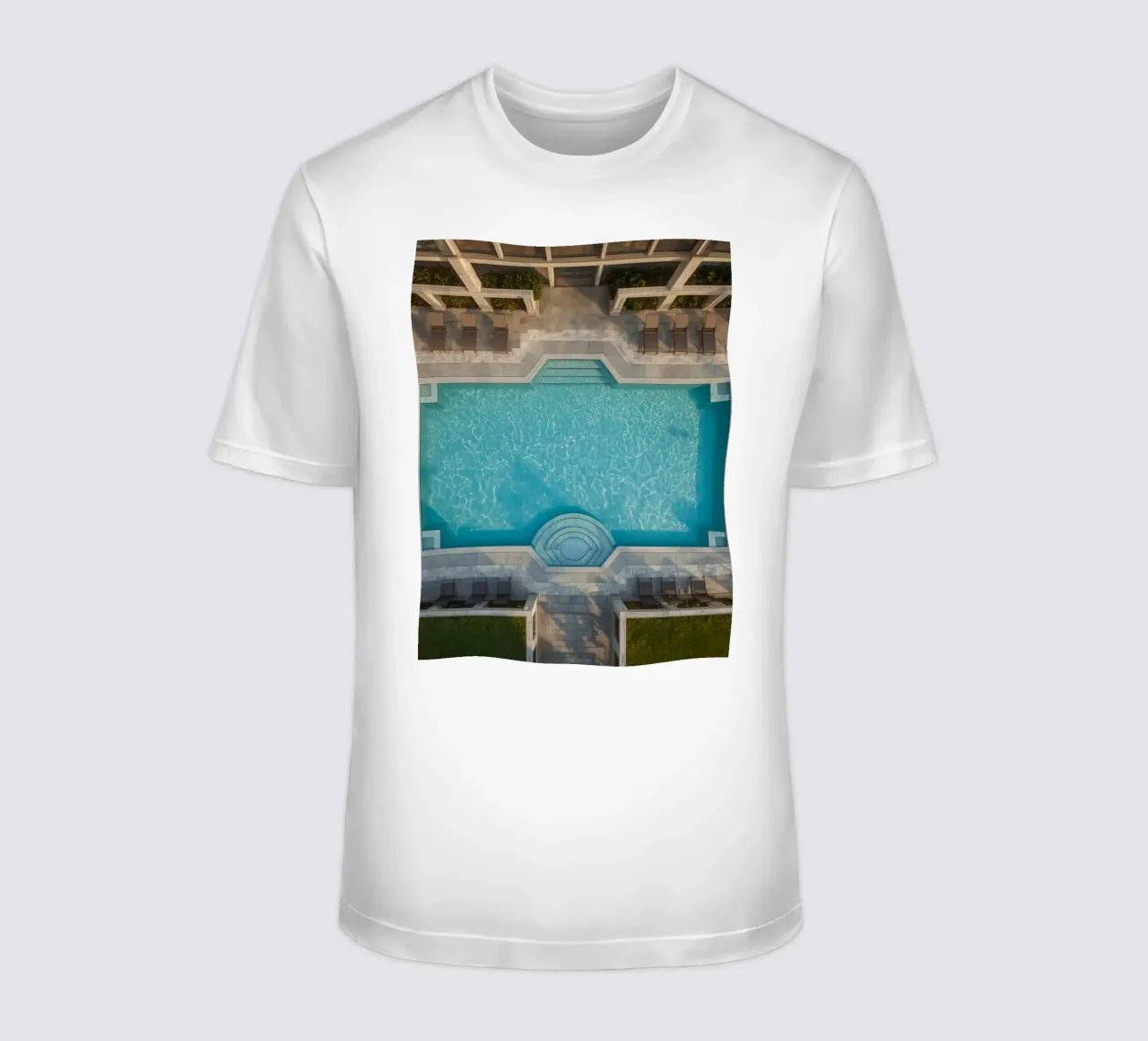 Overhead View of Rectangular Swimming Pool and Patio t-shirt by DesignDoodle