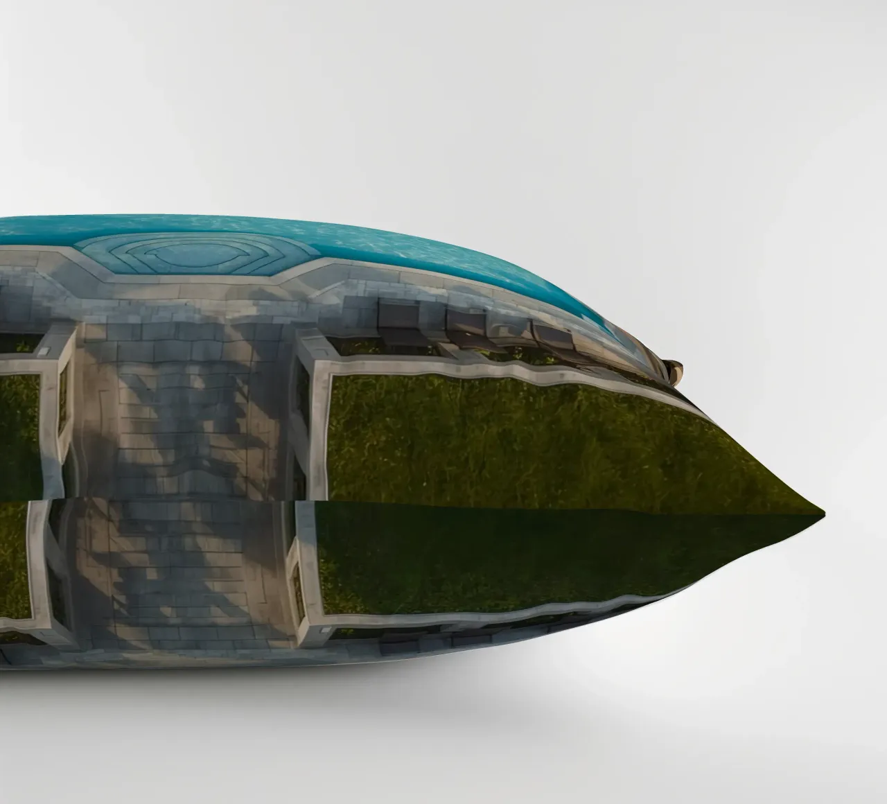 Overhead View of Rectangular Swimming Pool and Patio decorative cushion by DesignDoodle