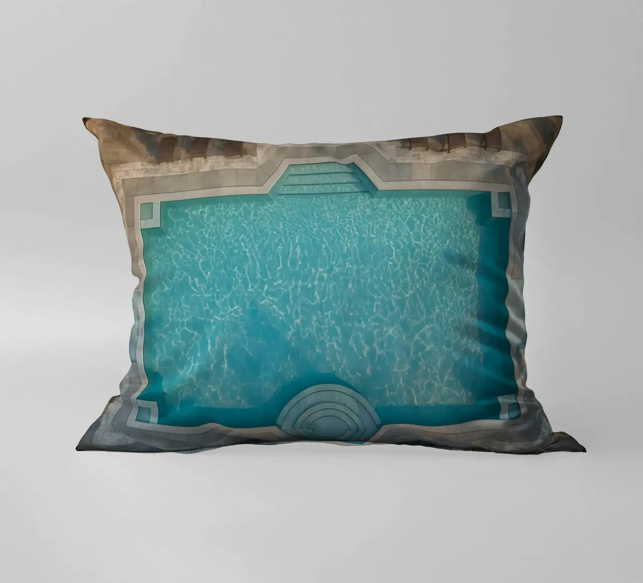 Overhead View of Rectangular Swimming Pool and Patio decorative cushion by DesignDoodle