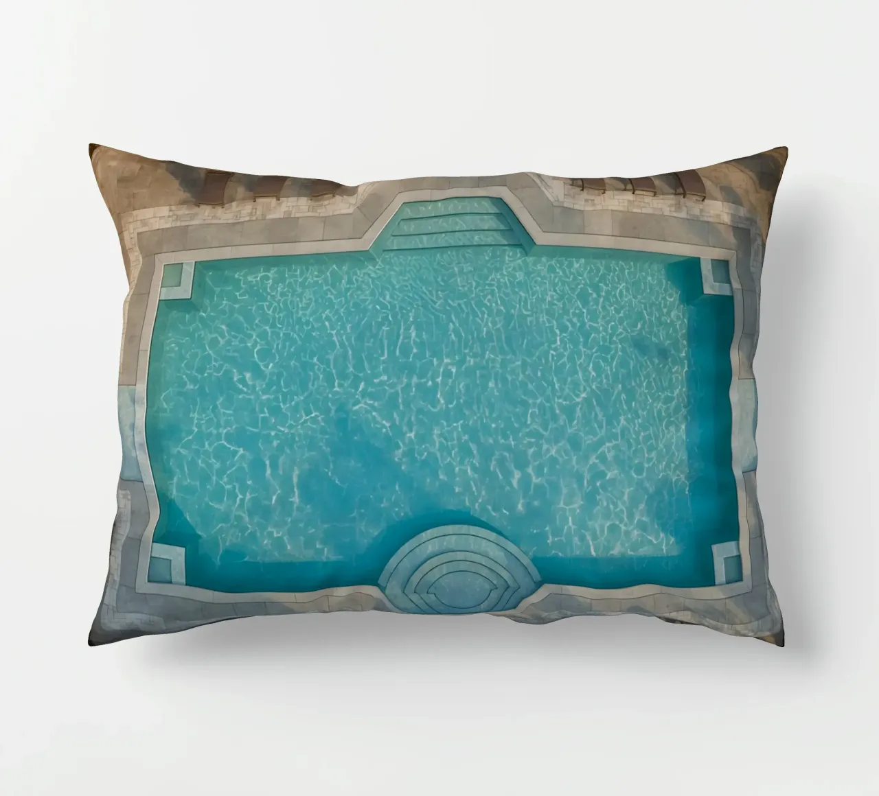 Overhead View of Rectangular Swimming Pool and Patio decorative cushion by DesignDoodle