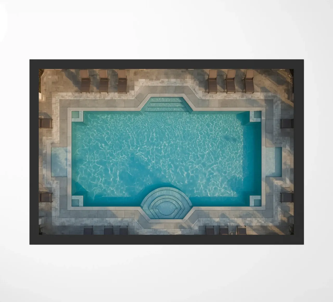 Overhead View of Rectangular Swimming Pool and Patio doormat by DesignDoodle