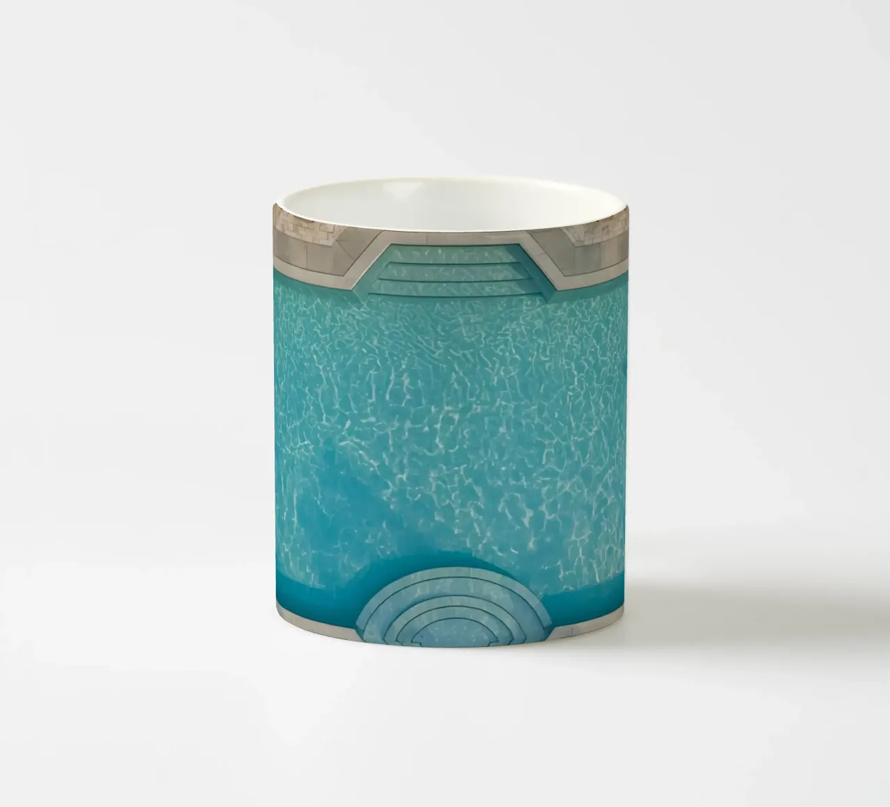 Overhead View of Rectangular Swimming Pool and Patio ceramic mug by DesignDoodle
