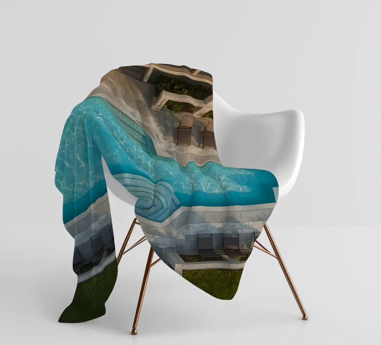 Overhead View of Rectangular Swimming Pool and Patio fleece blanket by DesignDoodle