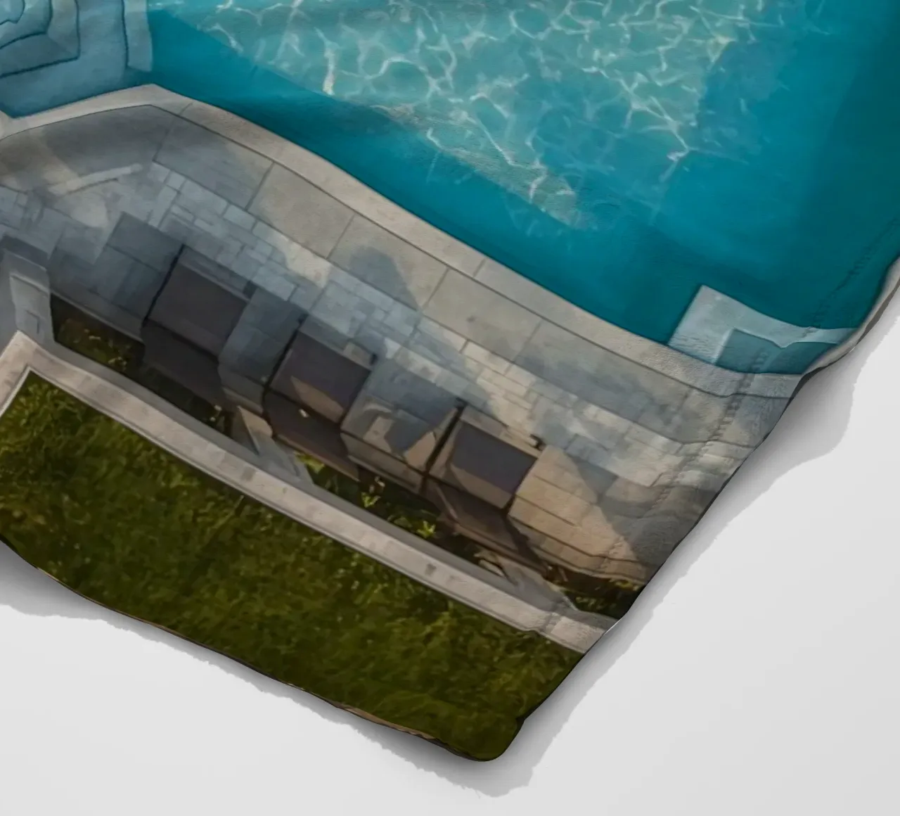 Overhead View of Rectangular Swimming Pool and Patio fleece blanket by DesignDoodle