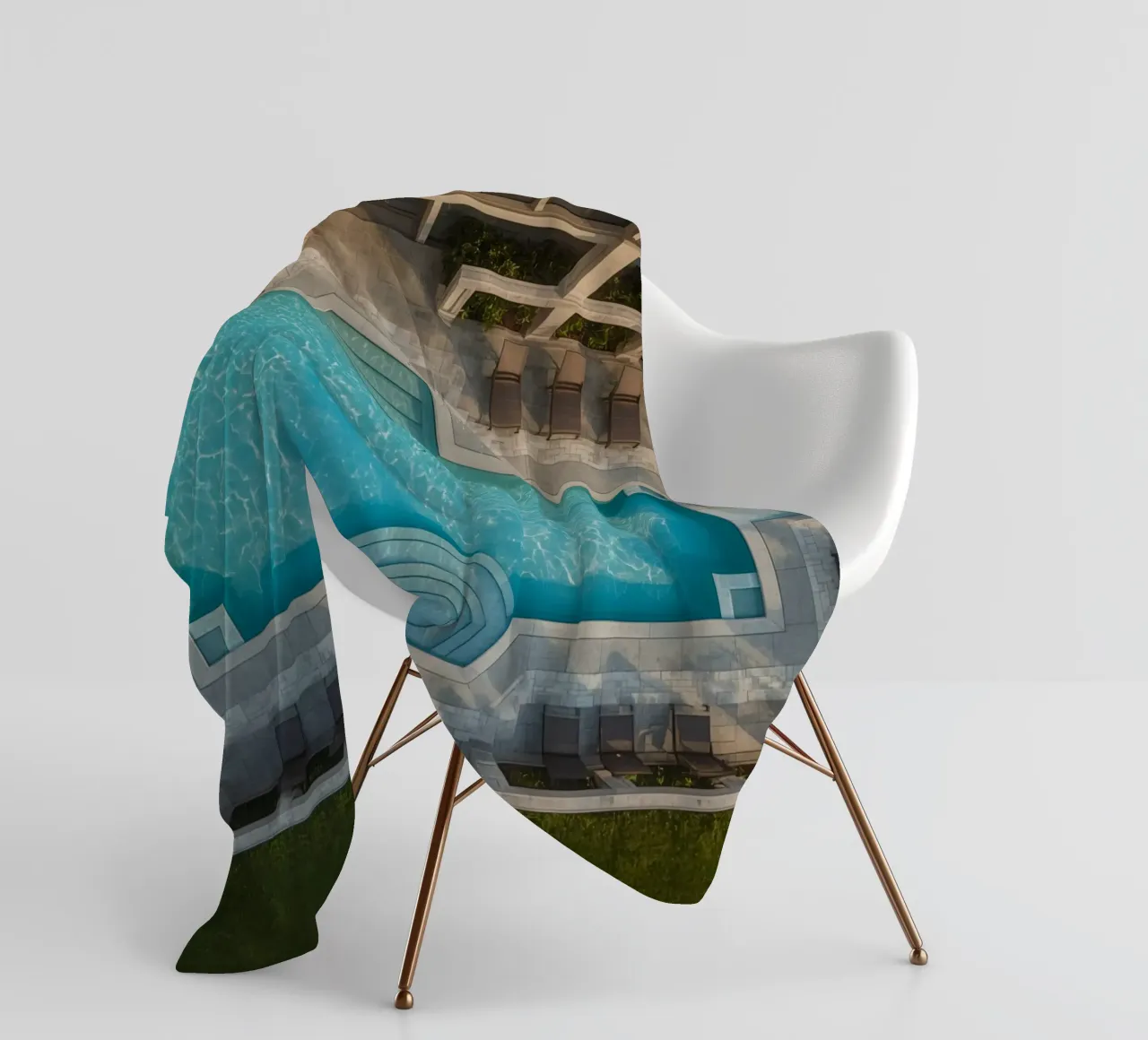 Overhead View of Rectangular Swimming Pool and Patio fleece blanket by DesignDoodle