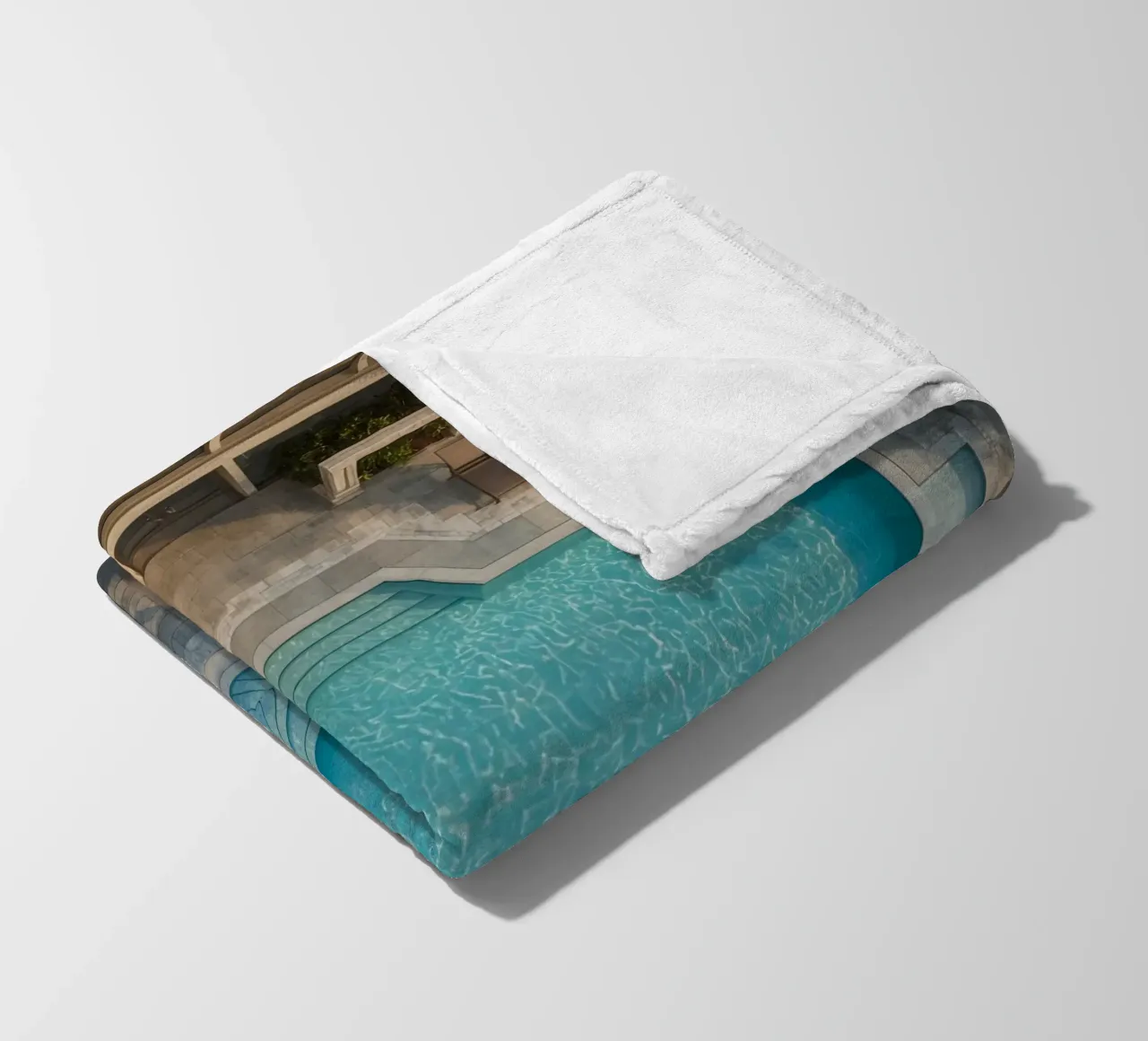 Overhead View of Rectangular Swimming Pool and Patio fleece blanket by DesignDoodle