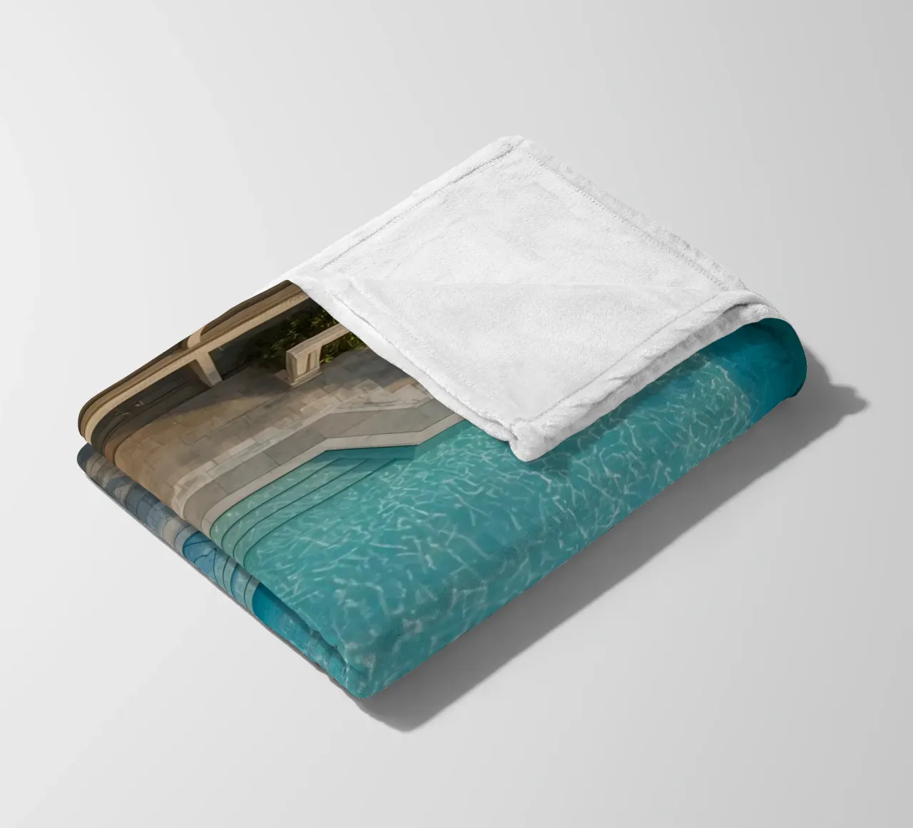 Overhead View of Rectangular Swimming Pool and Patio fleece blanket by DesignDoodle