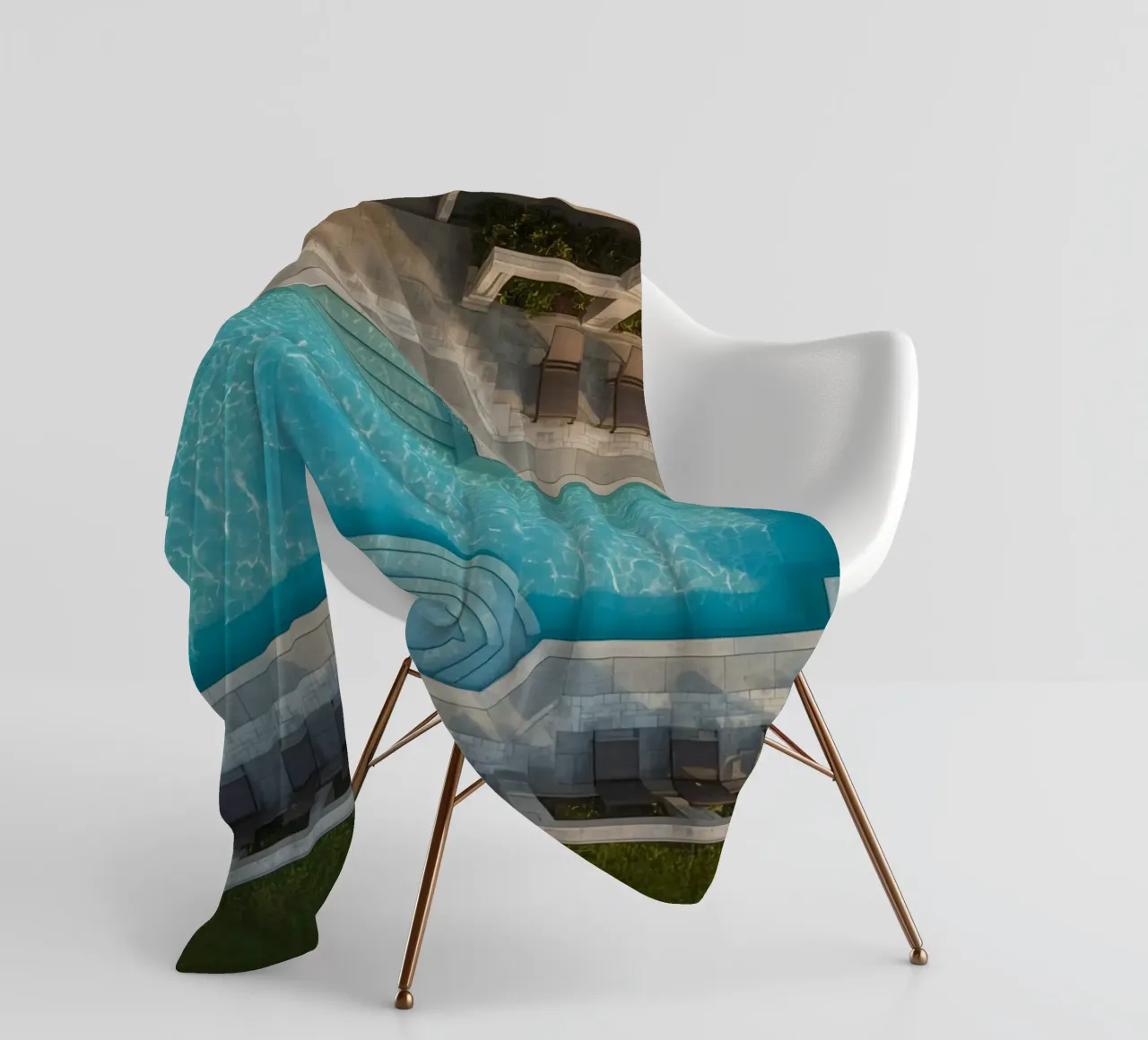 Overhead View of Rectangular Swimming Pool and Patio fleece blanket by DesignDoodle