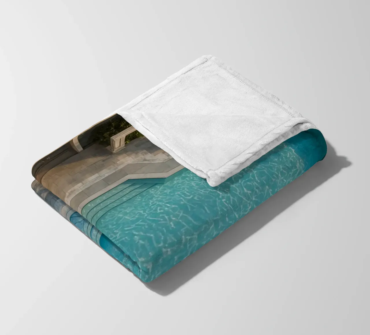 Overhead View of Rectangular Swimming Pool and Patio fleece blanket by DesignDoodle