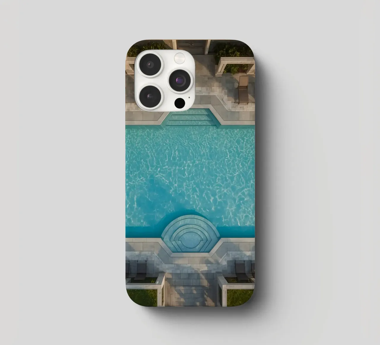 Overhead View of Rectangular Swimming Pool and Patio iphone case by DesignDoodle