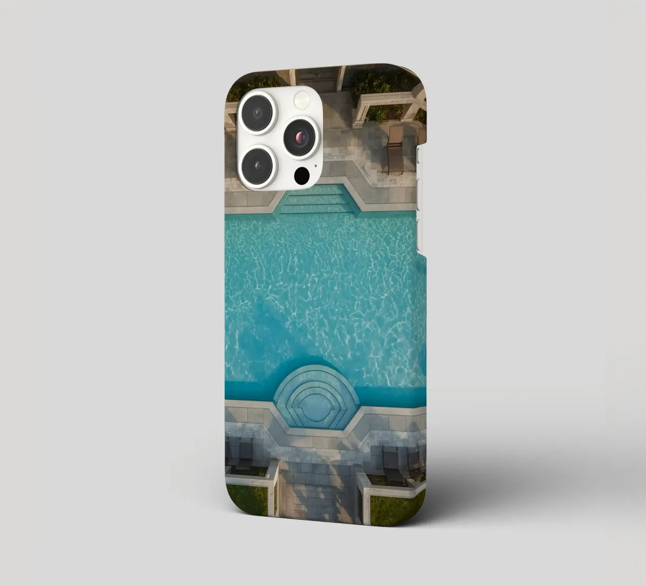 Overhead View of Rectangular Swimming Pool and Patio iphone case by DesignDoodle