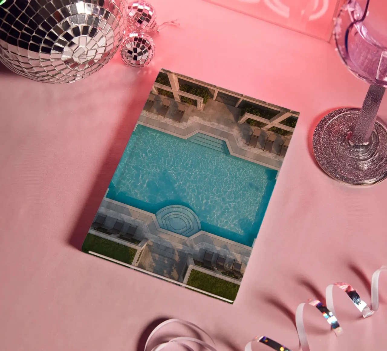 Overhead View of Rectangular Swimming Pool and Patio notebook by DesignDoodle