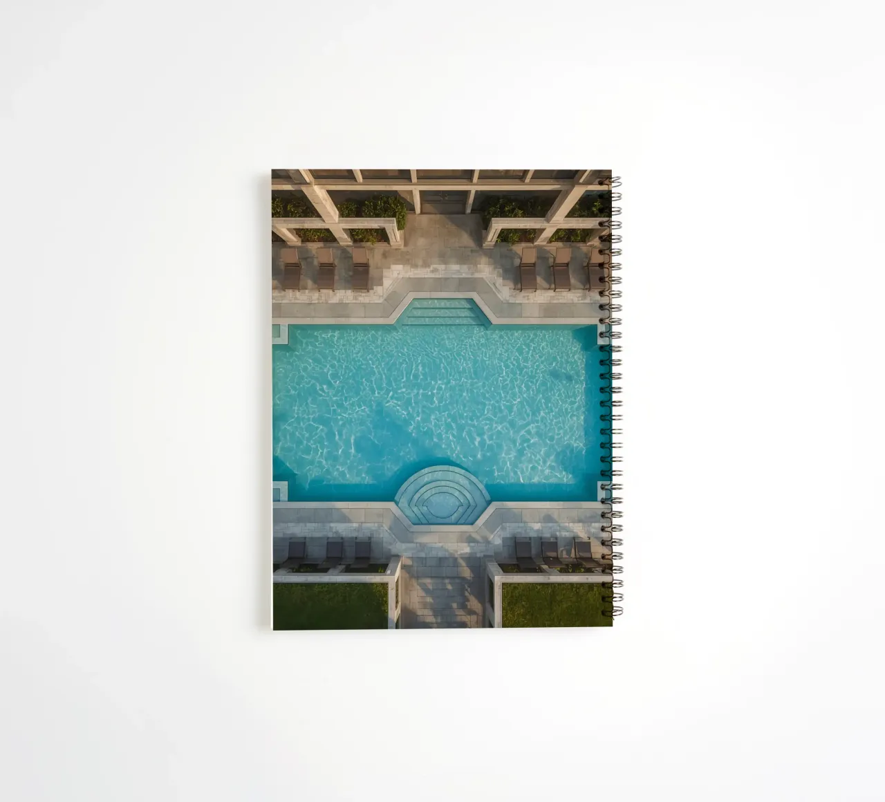Overhead View of Rectangular Swimming Pool and Patio spiral notebook by DesignDoodle