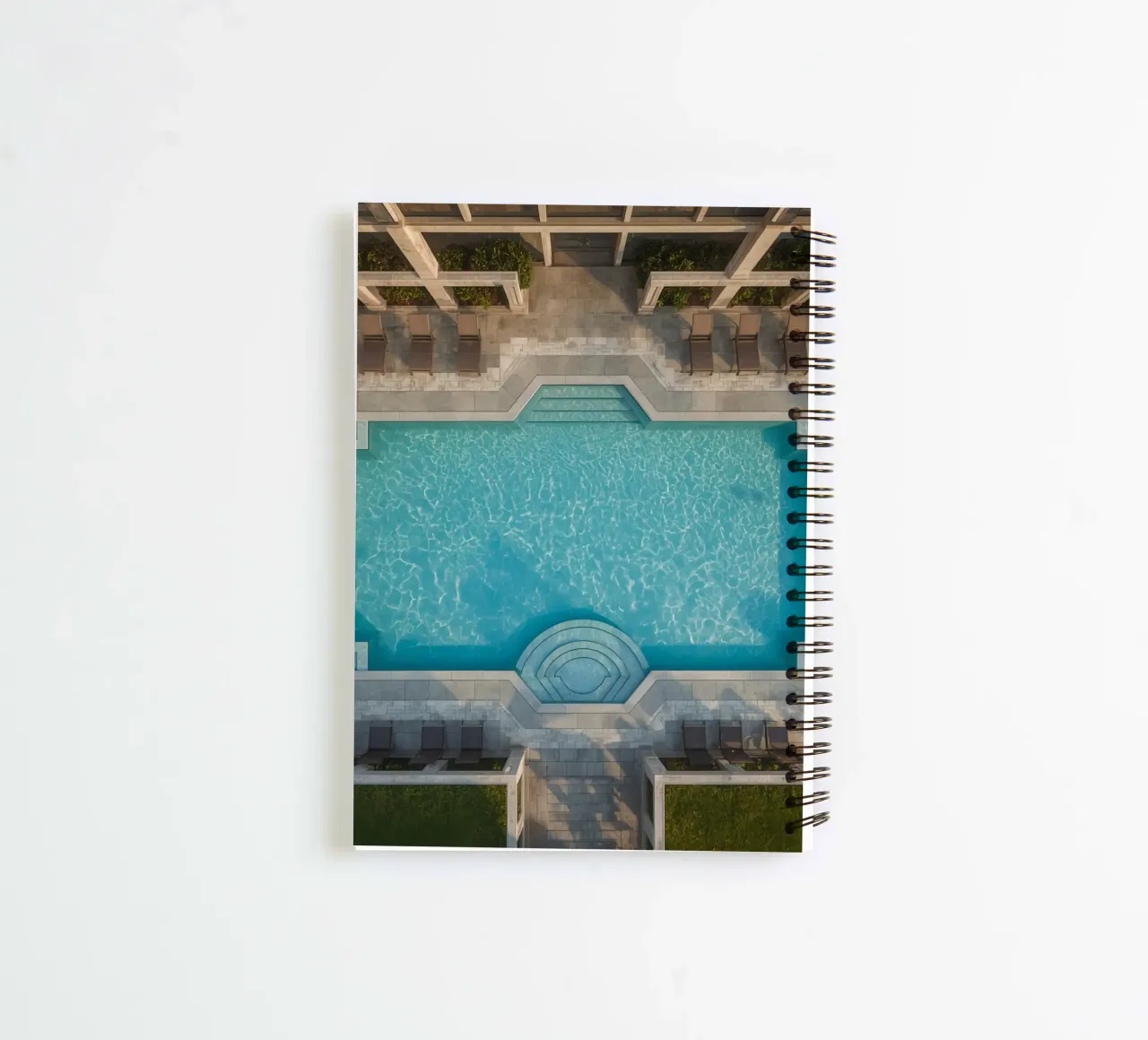 Overhead View of Rectangular Swimming Pool and Patio spiral notebook by DesignDoodle