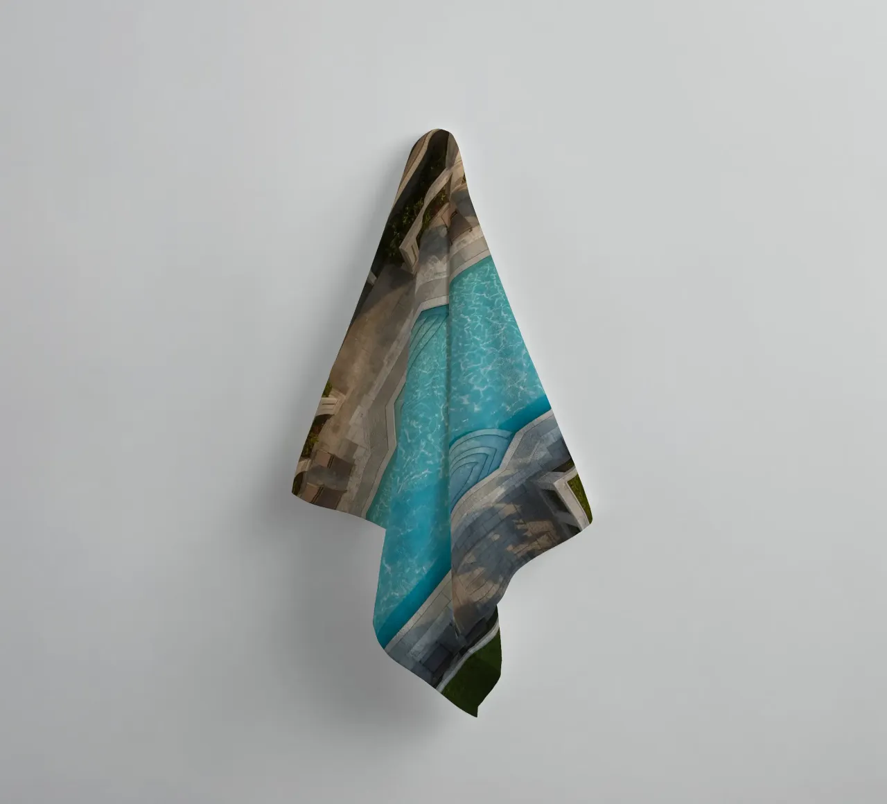Overhead View of Rectangular Swimming Pool and Patio towel by DesignDoodle