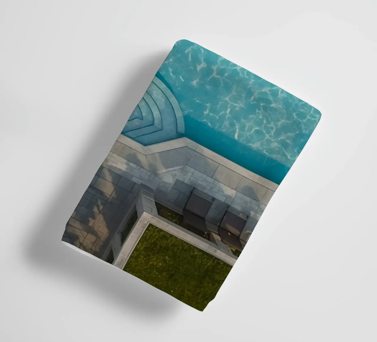 Overhead View of Rectangular Swimming Pool and Patio towel by DesignDoodle