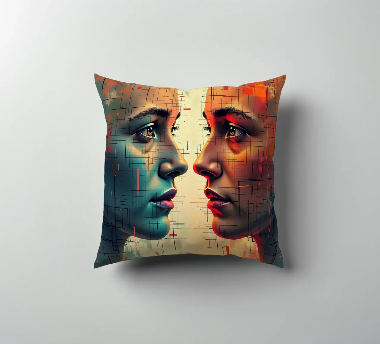 Immagine_specchio_colorata_8 cuscino da AI-Portraits by LK