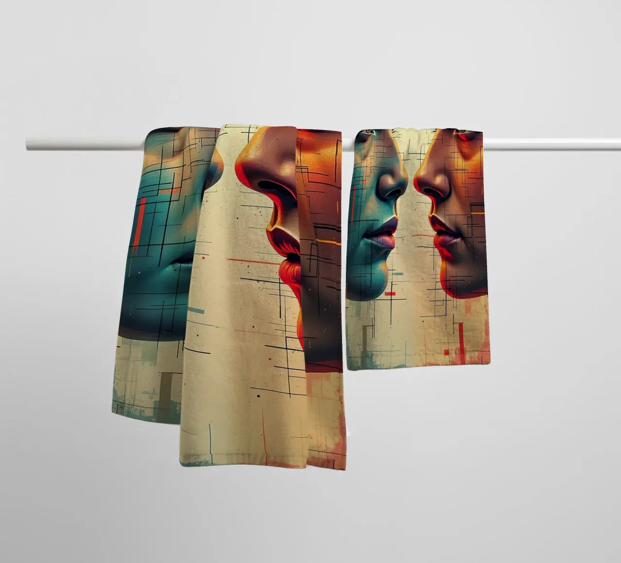Mirror_image_colourful_8 towel by AI-Portraits by LK
