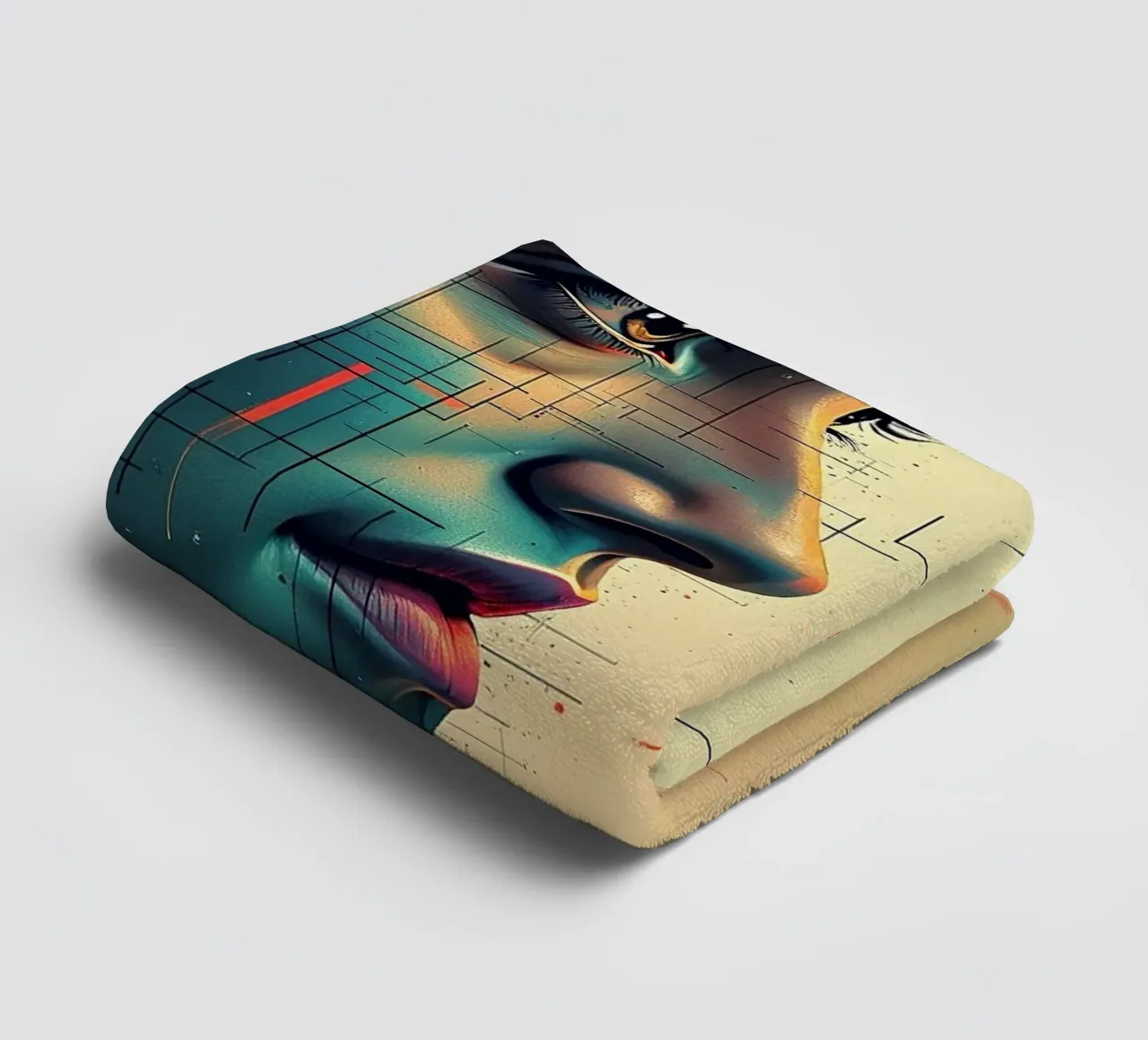 Mirror_image_colourful_8 towel by AI-Portraits by LK