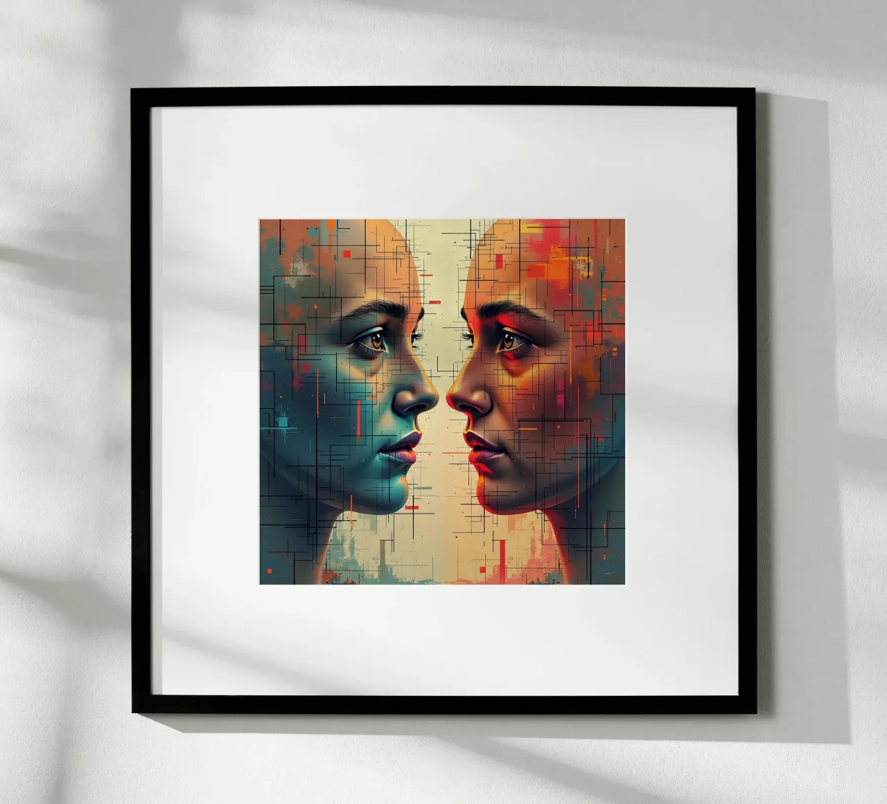Immagine_specchio_colorata_8 poster con telaio in alluminio da AI-Portraits by LK