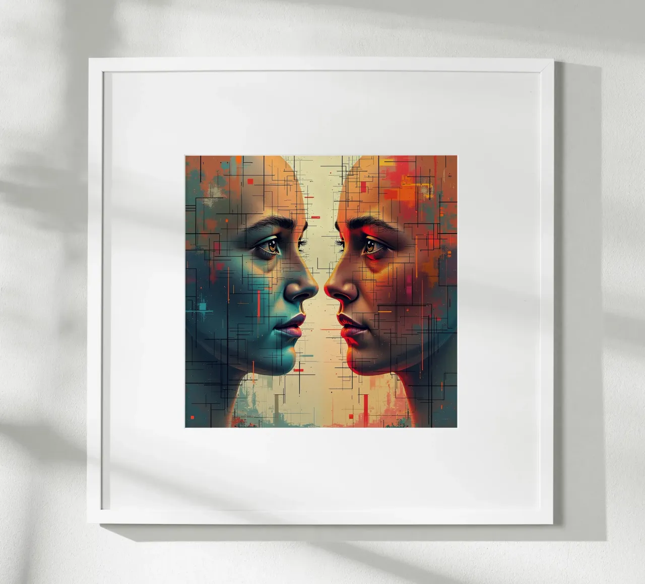 Immagine_specchio_colorata_8 poster con telaio in alluminio da AI-Portraits by LK