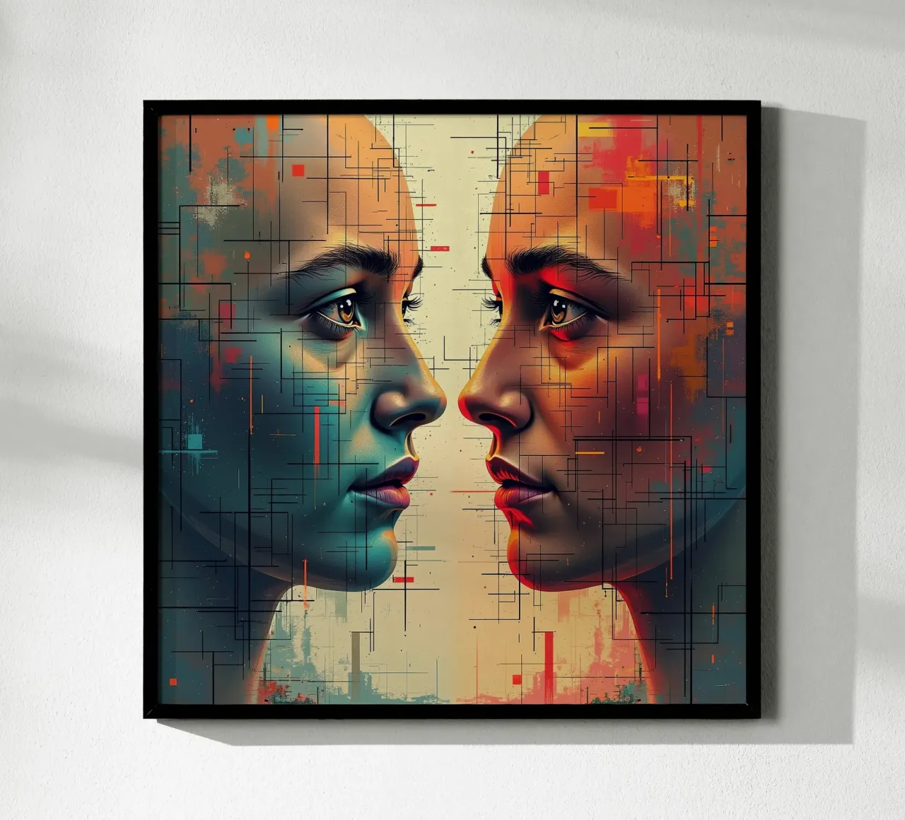 Immagine_specchio_colorata_8 poster con telaio in alluminio da AI-Portraits by LK