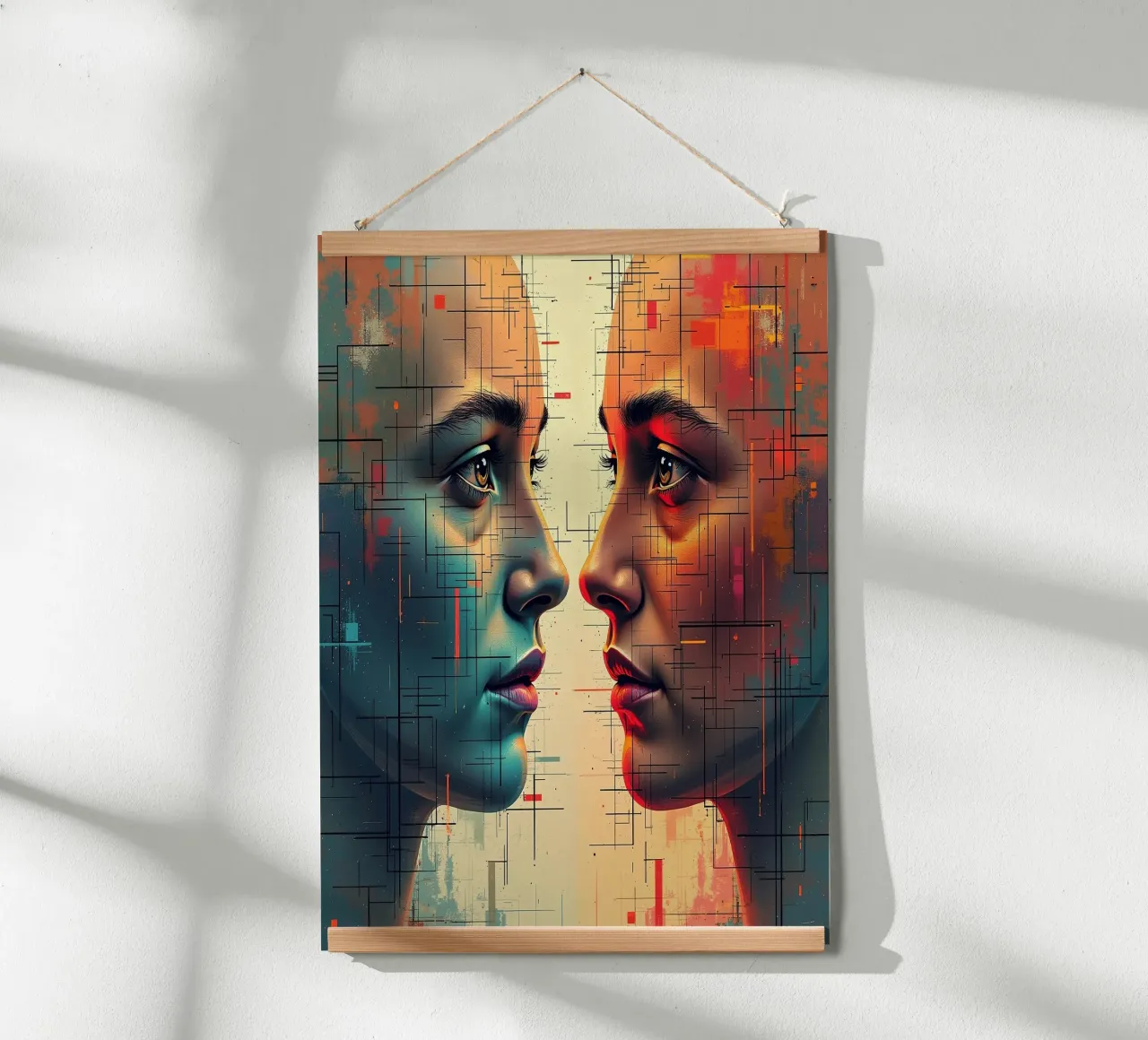 Immagine_specchio_colorata_8 poster con telaio in alluminio da AI-Portraits by LK