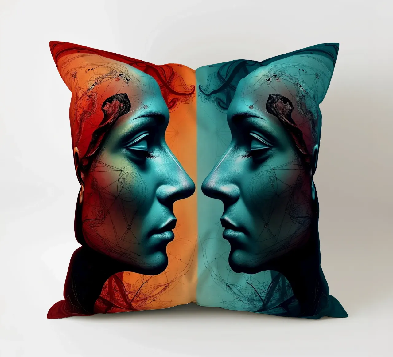 Immagine_specchio_colorata_9 cuscino da AI-Portraits by LK