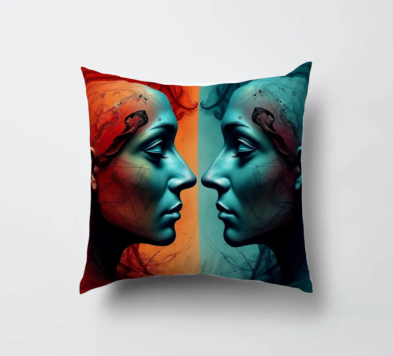 Immagine_specchio_colorata_9 cuscino da AI-Portraits by LK
