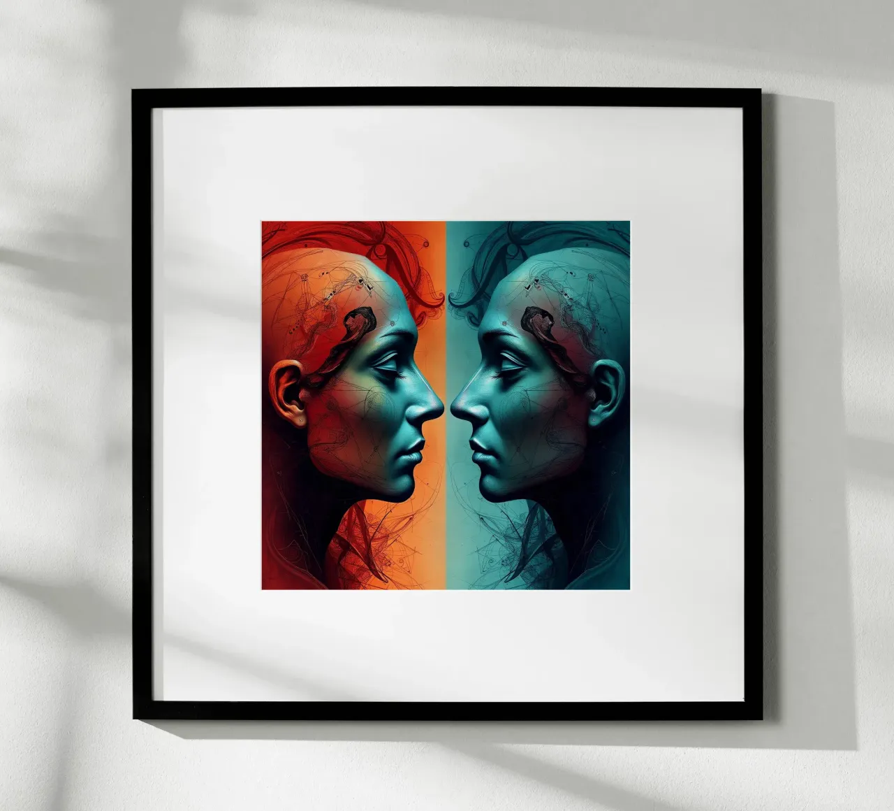 Immagine_specchio_colorata_9 poster con telaio in alluminio da AI-Portraits by LK
