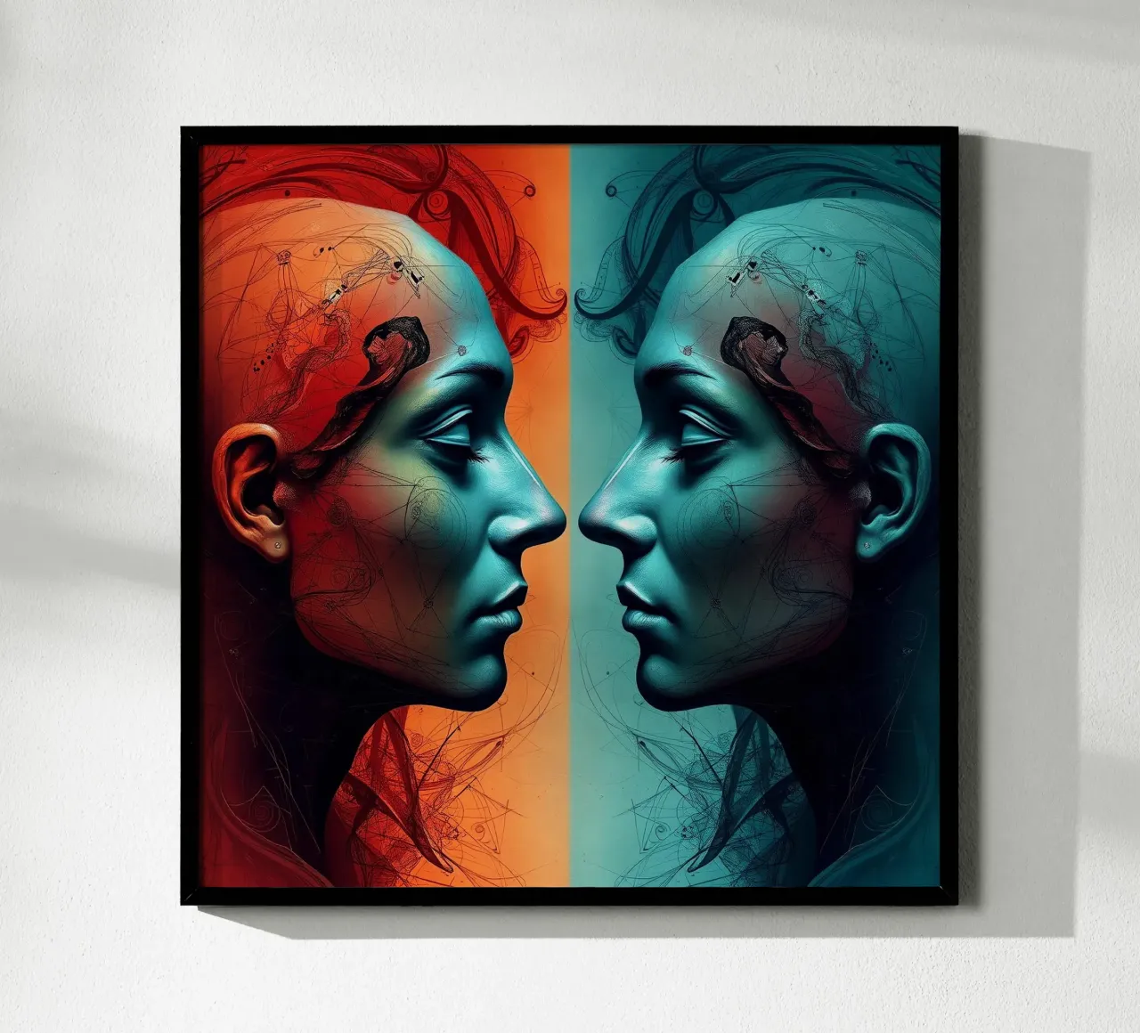 Immagine_specchio_colorata_9 poster con telaio in alluminio da AI-Portraits by LK