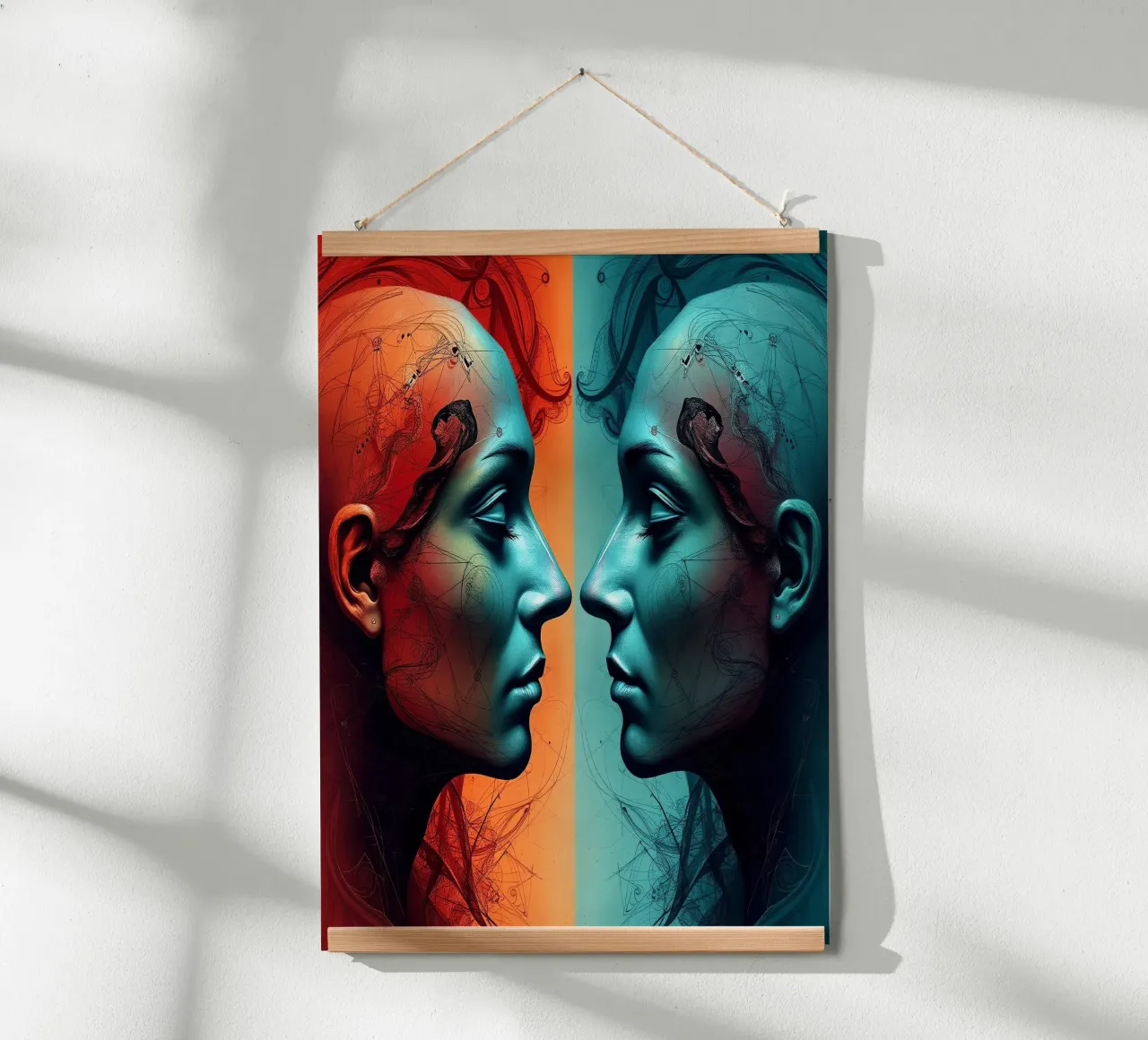 Immagine_specchio_colorata_9 poster con telaio in alluminio da AI-Portraits by LK