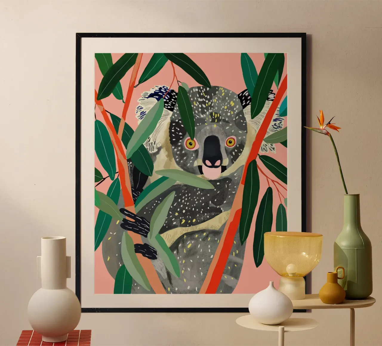 Koala poster con telaio in alluminio da ArtsySesta