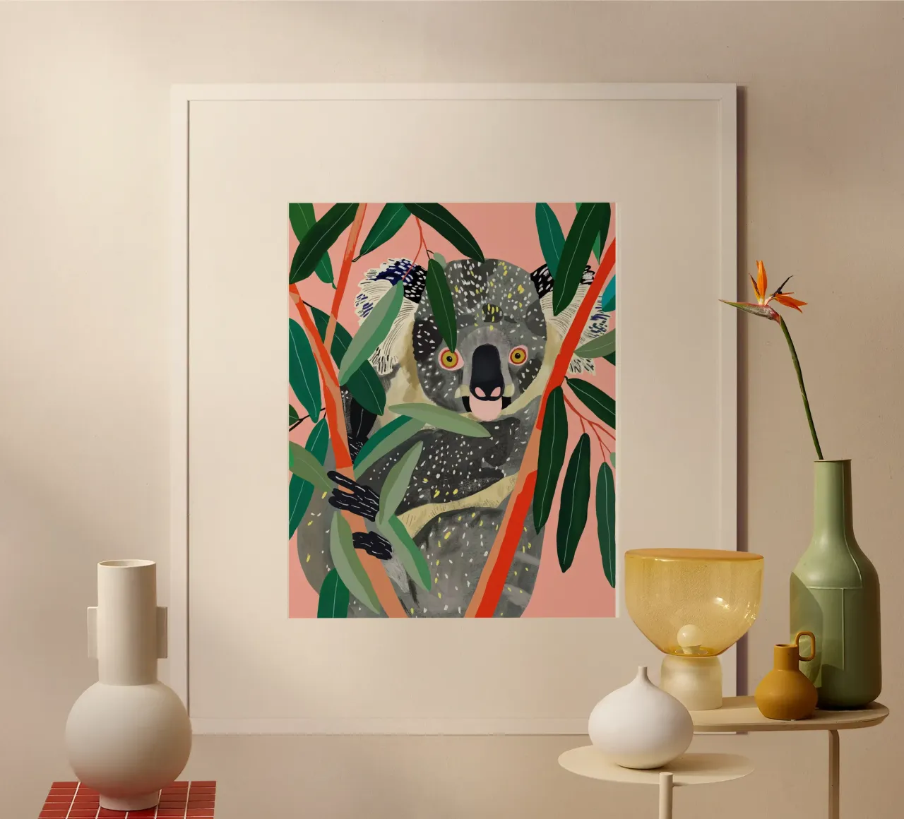 Koala poster con telaio in alluminio da ArtsySesta