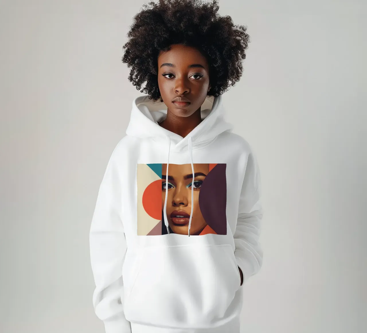 Volto di donna astratto con forme geometriche felpa con cappuccio da DesignDoodle