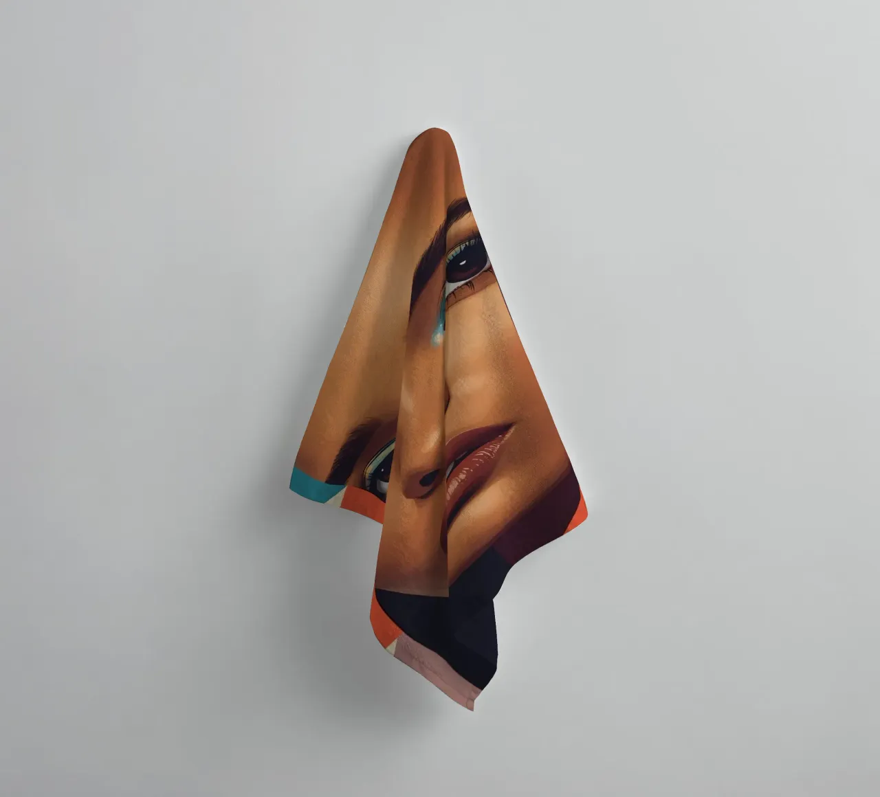 Abstract Woman's Face with Geometric Shapes towel by DesignDoodle