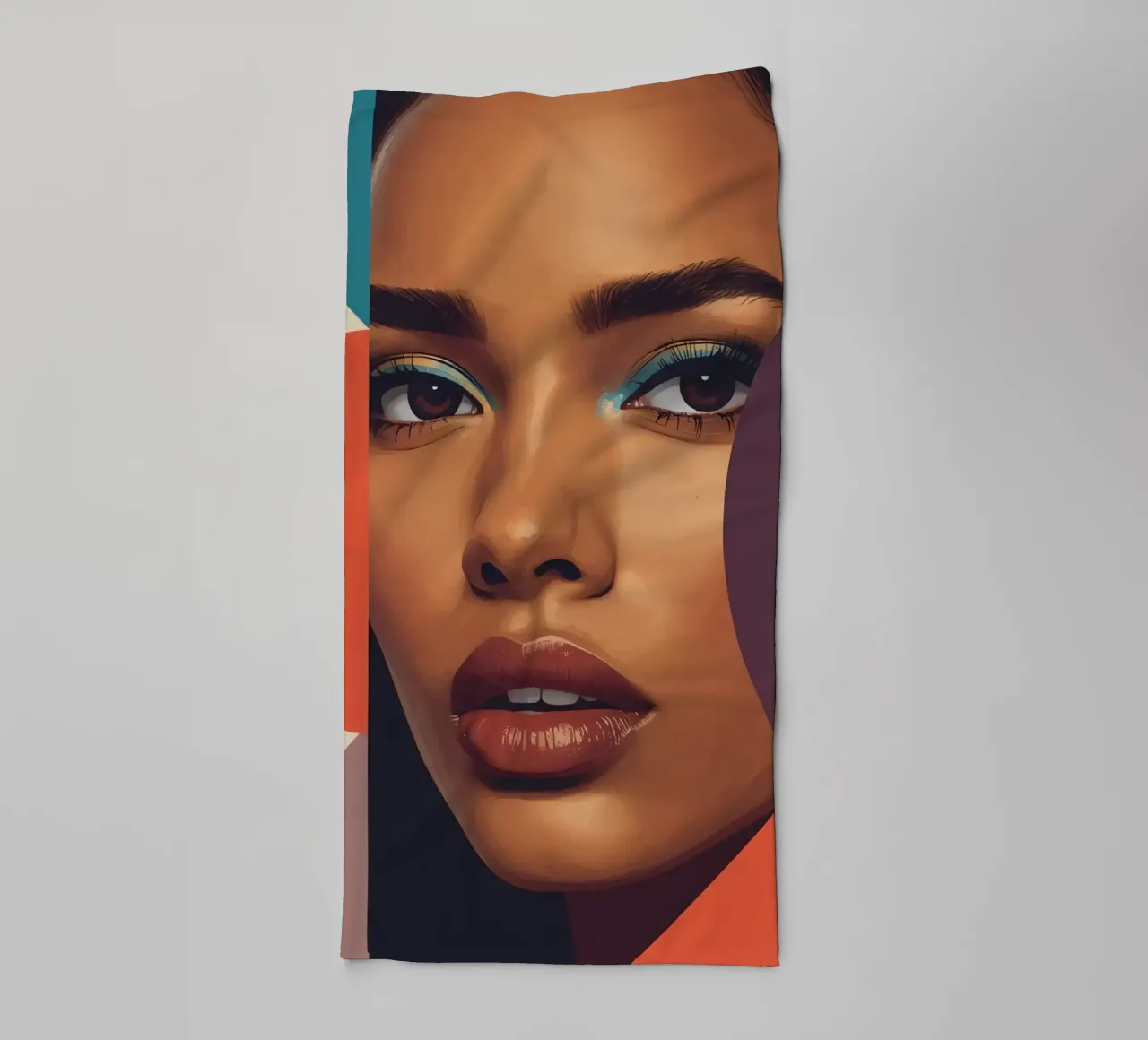 Abstract Woman's Face with Geometric Shapes towel by DesignDoodle
