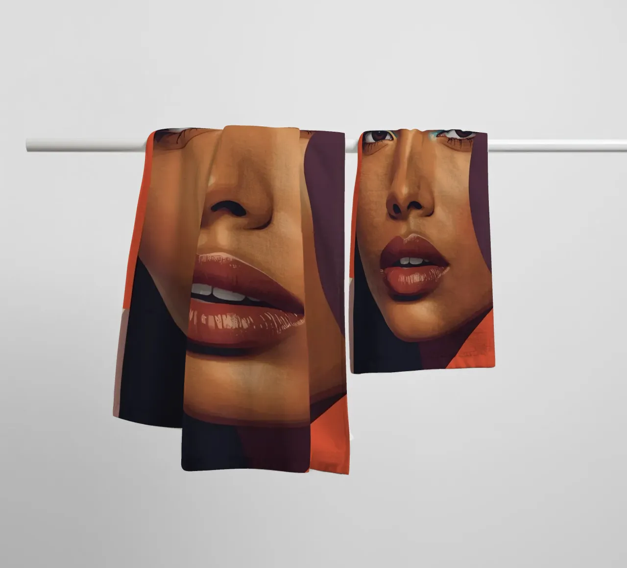 Abstract Woman's Face with Geometric Shapes towel by DesignDoodle
