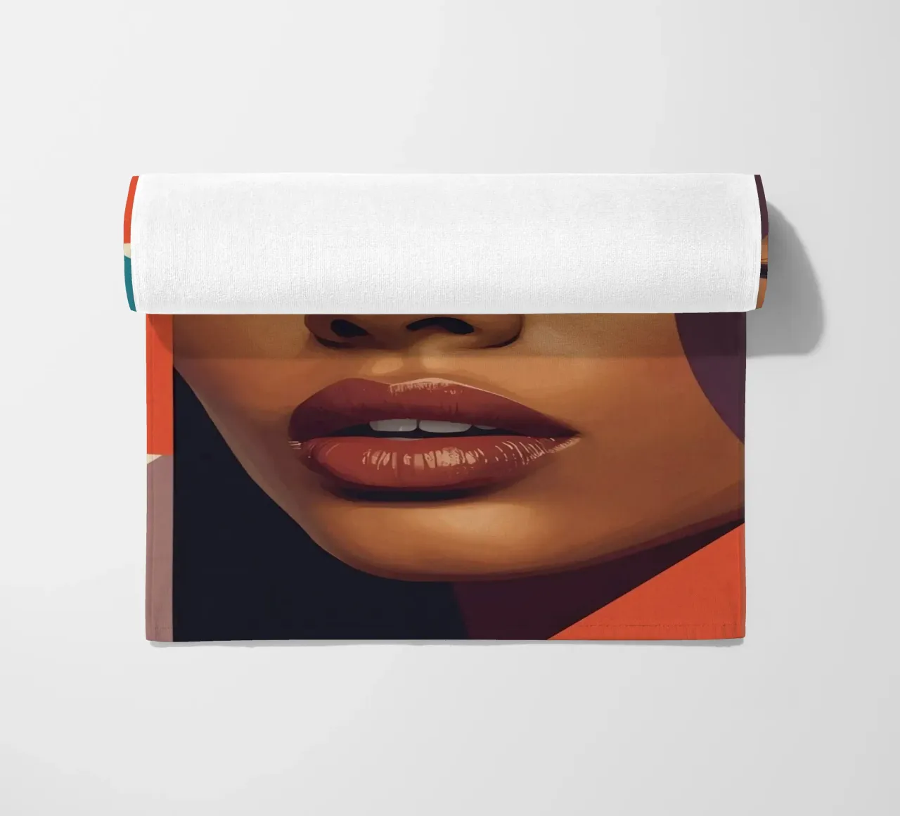 Volto di donna astratto con forme geometriche telo mare da DesignDoodle