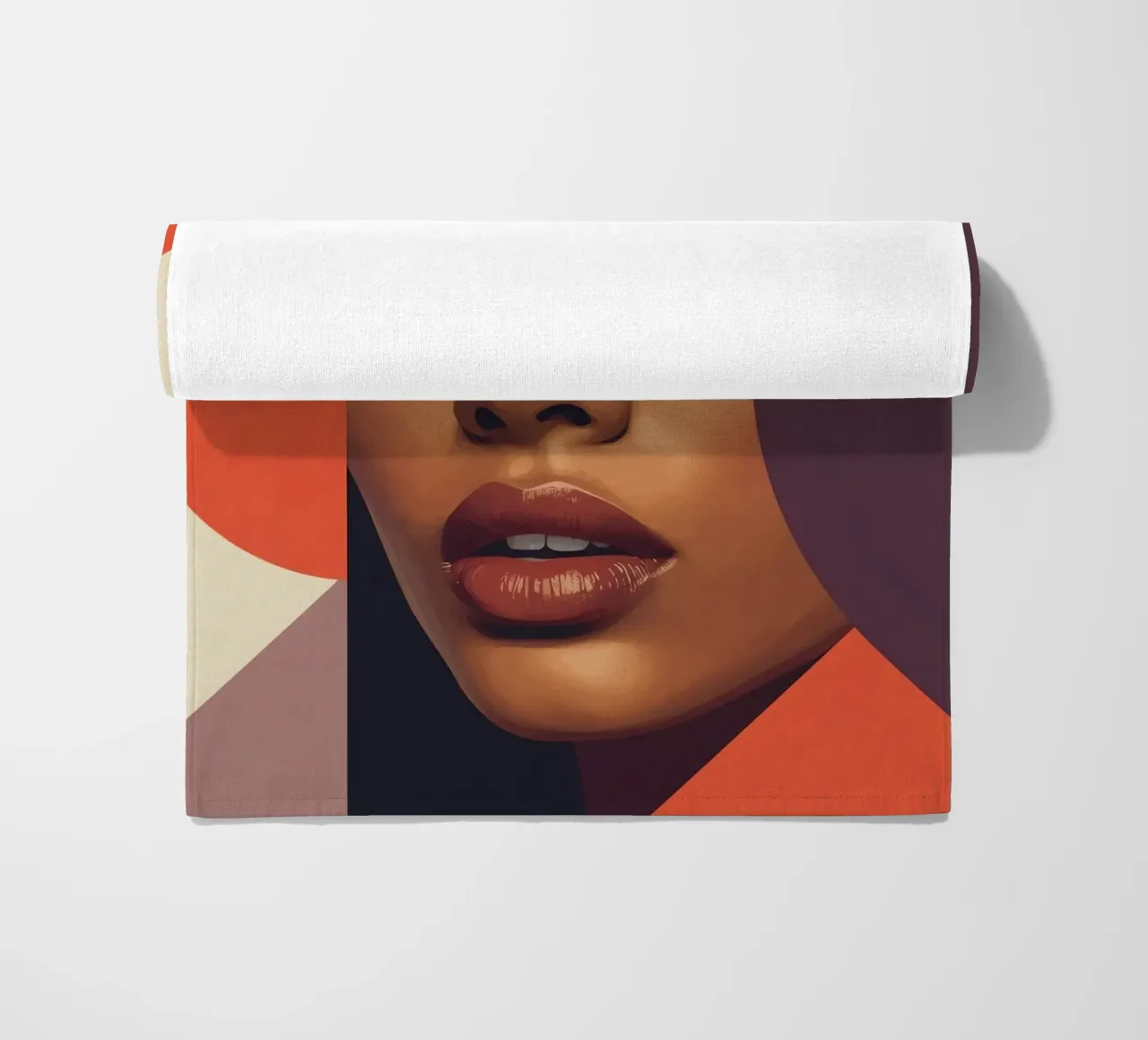Volto di donna astratto con forme geometriche telo mare da DesignDoodle