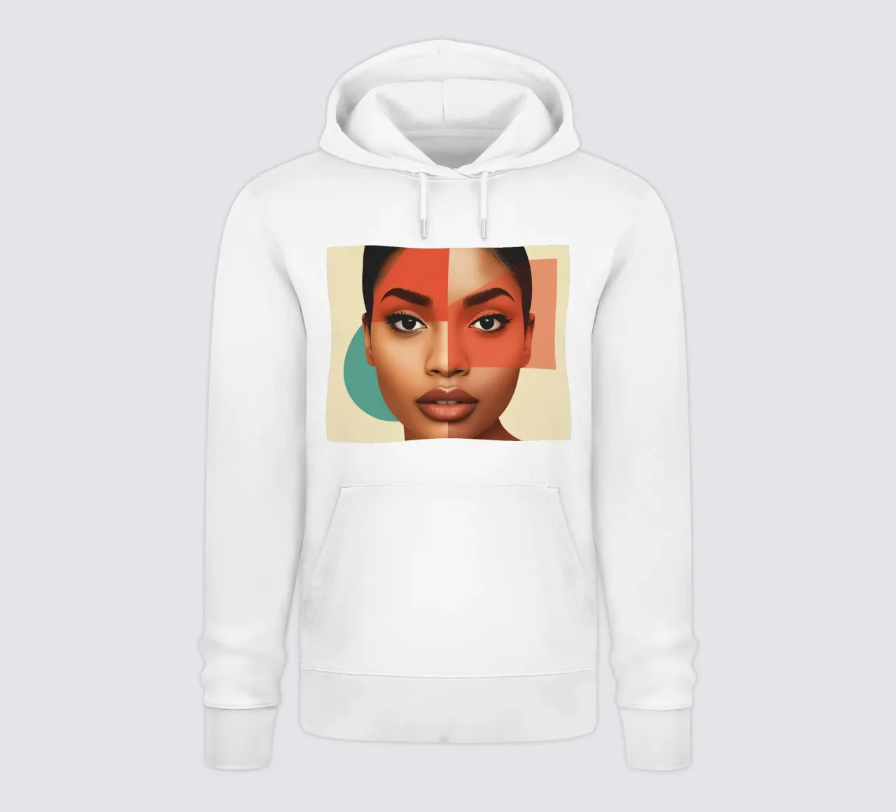 Volto di donna con sovrapposizione di forme geometriche Make up felpa con cappuccio da DesignDoodle