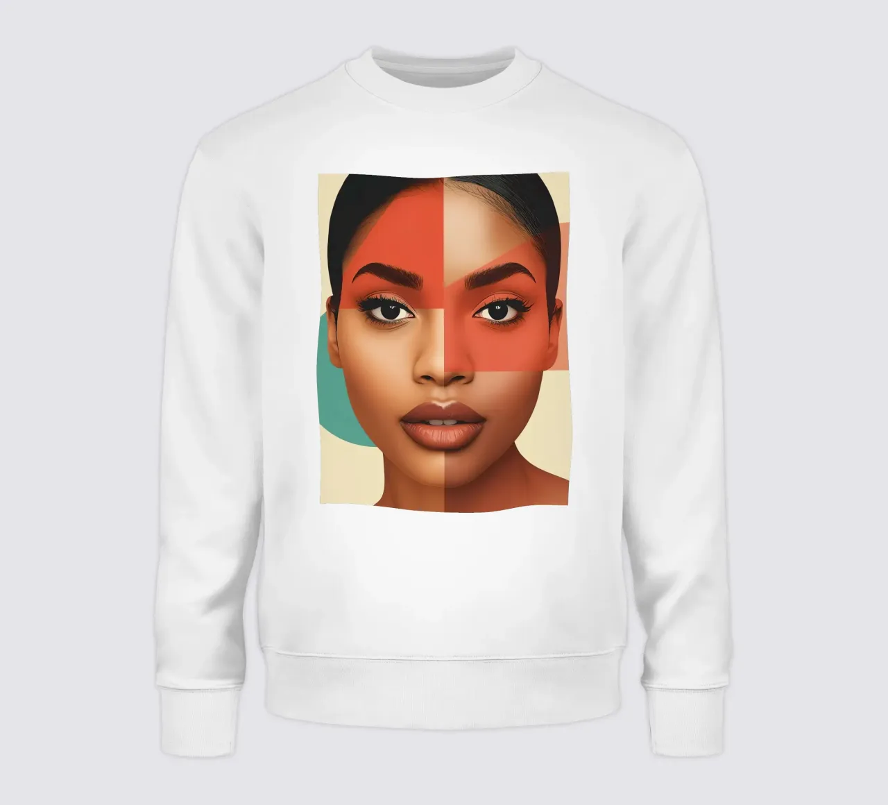 Volto di donna con sovrapposizione di forme geometriche Make up felpa da DesignDoodle