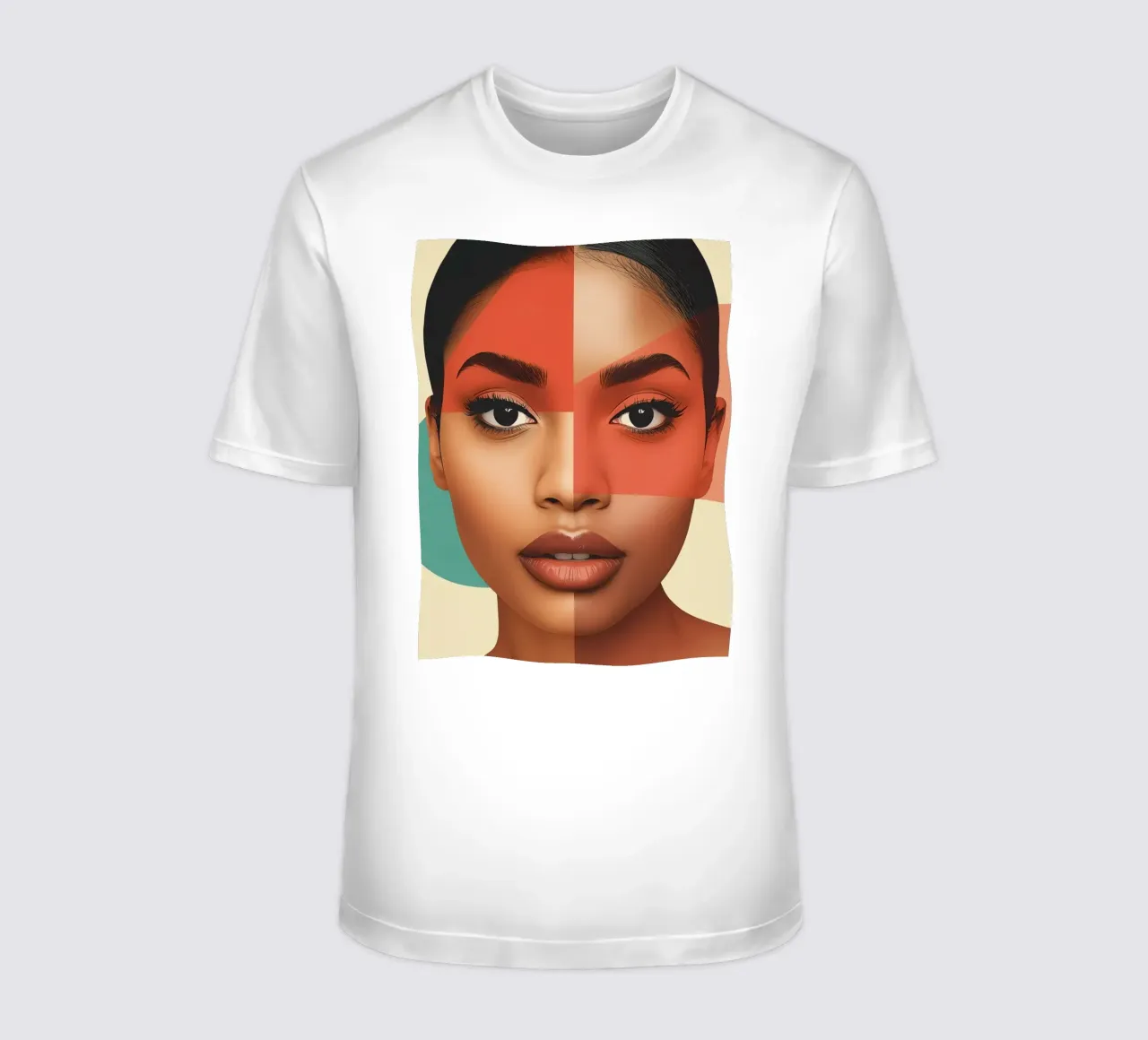 Volto di donna con sovrapposizione di forme geometriche Make up t-shirt da DesignDoodle
