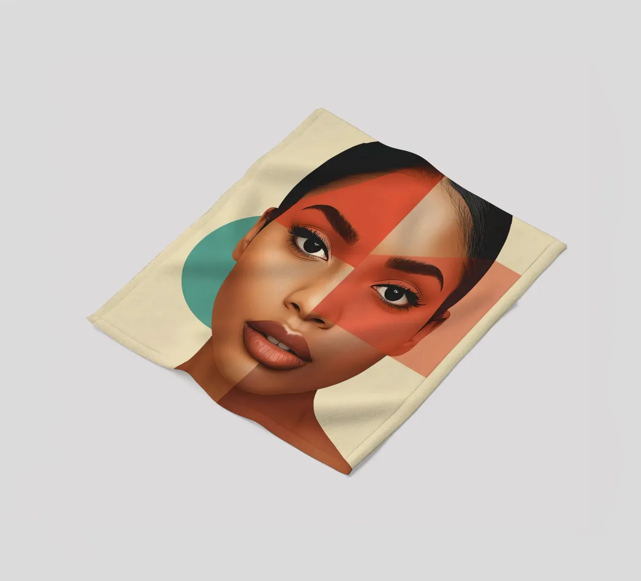 Volto di donna con sovrapposizione di forme geometriche Make up coperta in pile da DesignDoodle