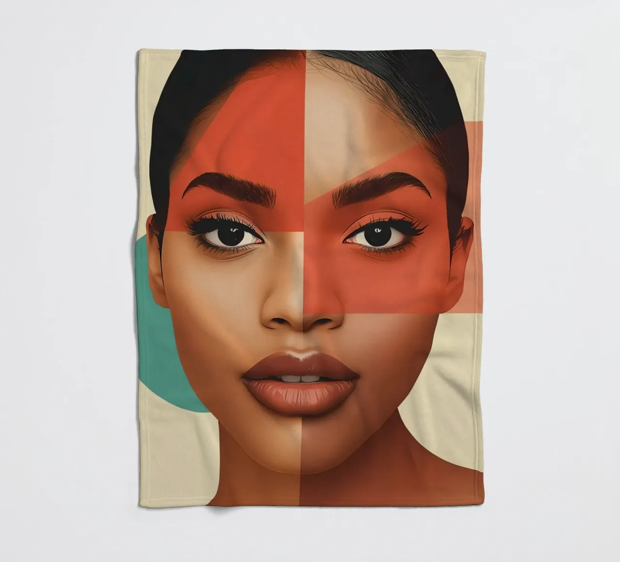 Volto di donna con sovrapposizione di forme geometriche Make up coperta in pile da DesignDoodle