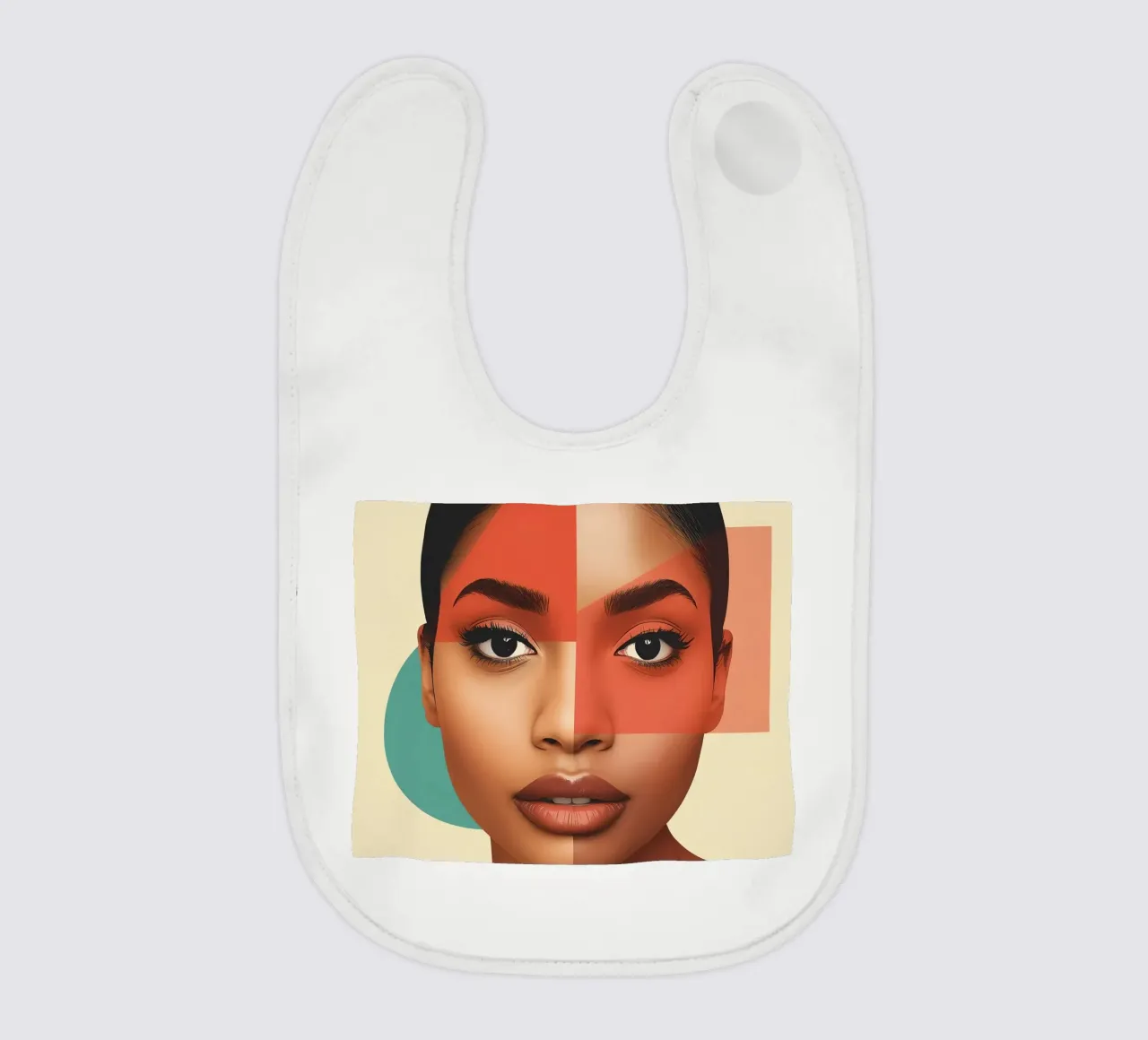 Volto di donna con sovrapposizione di forme geometriche Make up bavaglino da DesignDoodle