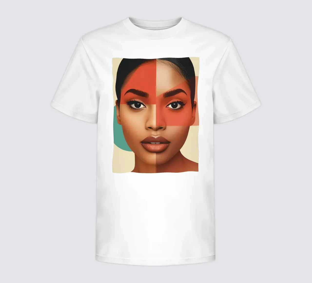 Volto di donna con sovrapposizione di forme geometriche Make up t-shirt bambini da DesignDoodle