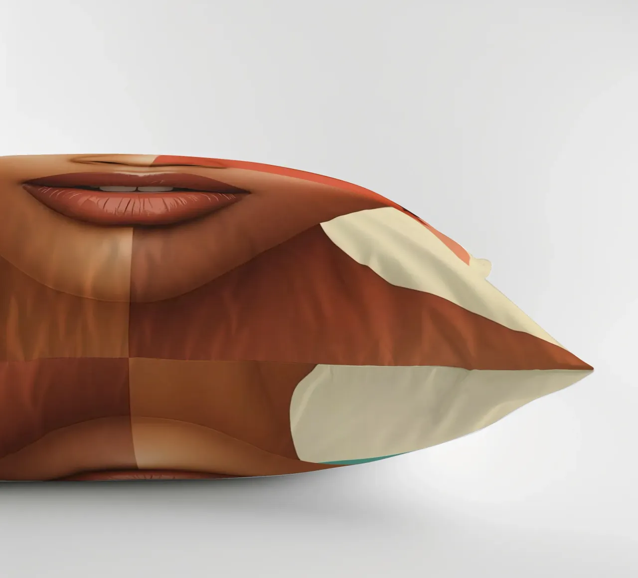 Volto di donna con sovrapposizione di forme geometriche Make up cuscino da DesignDoodle